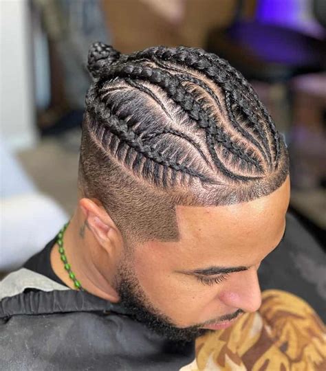 braided man bun light skin nick versace|man bun braid haircut.